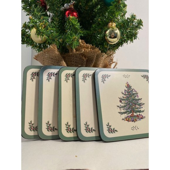 Christmas Tree Coasters by Pimpernel/Set of 5/England - Picture 1 of 4